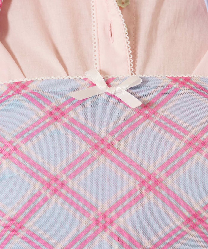 チューブトップ/チェック/スカーフ付き シャーリング チューブトップ TINA：JOJUN