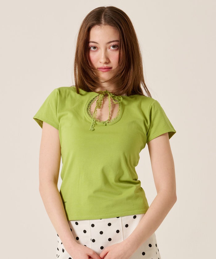 ラインストーン/トップス/前後2WAY コンパクト Tシャツ TINA：JOJUN 