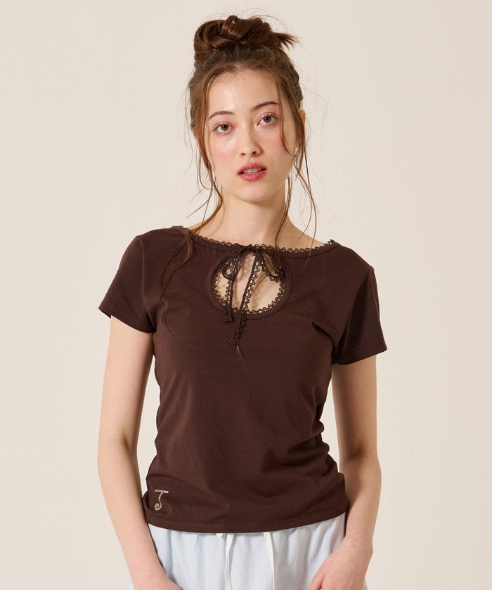 ラインストーン/トップス/前後2WAY コンパクト Tシャツ TINA：JOJUN 