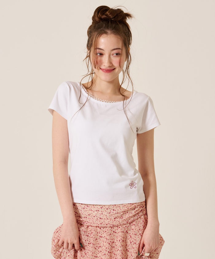 ラインストーン/トップス/前後2WAY コンパクト Tシャツ TINA：JOJUN 