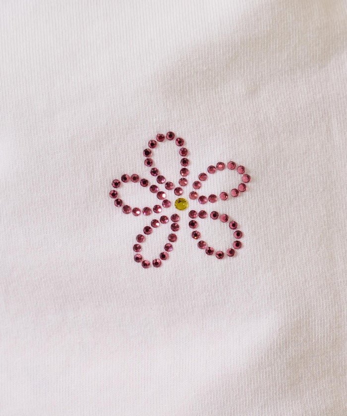 ラインストーン/トップス/前後2WAY コンパクト Tシャツ TINA：JOJUN 