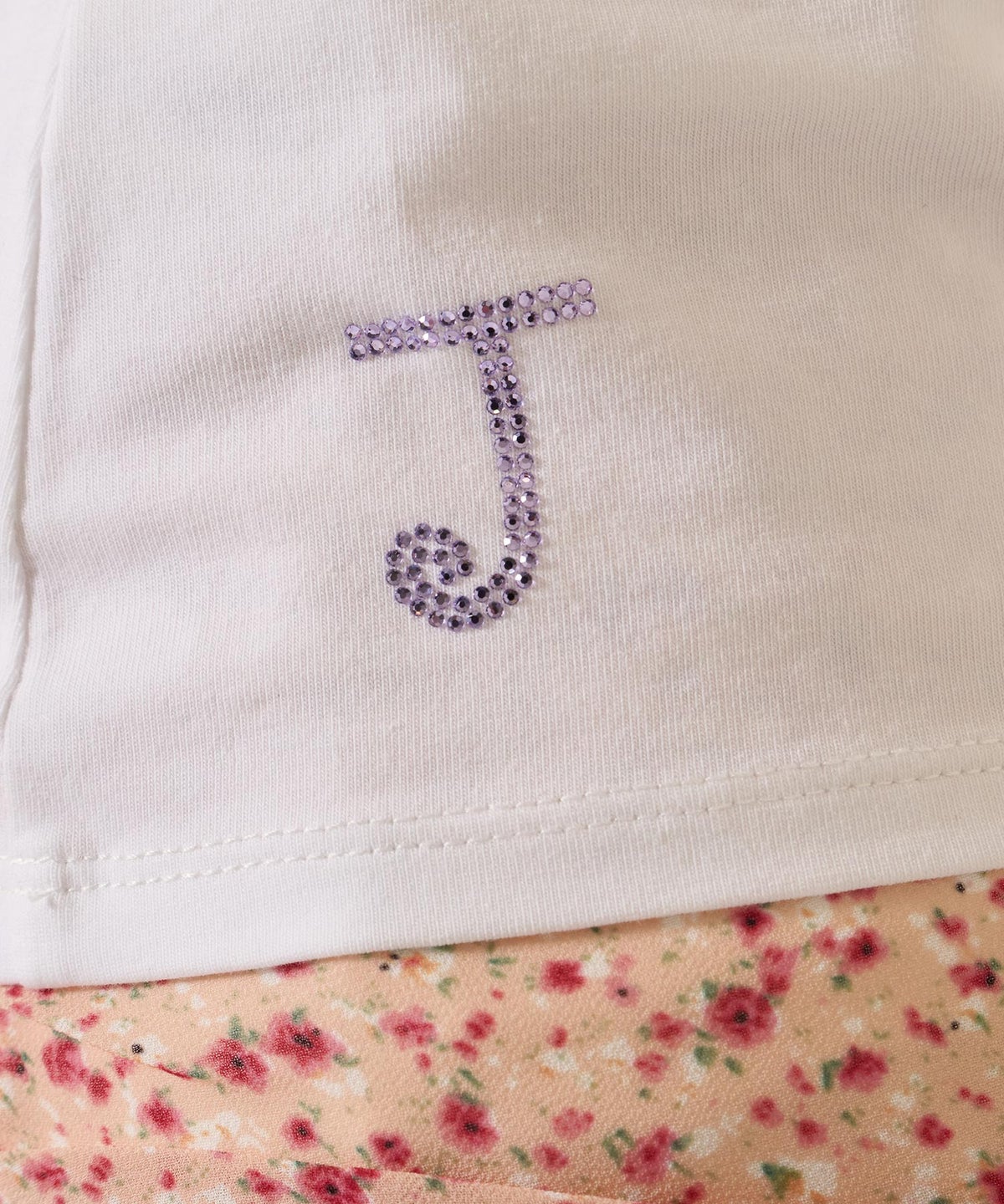 ラインストーン/トップス/前後2WAY コンパクト Tシャツ TINA：JOJUN 