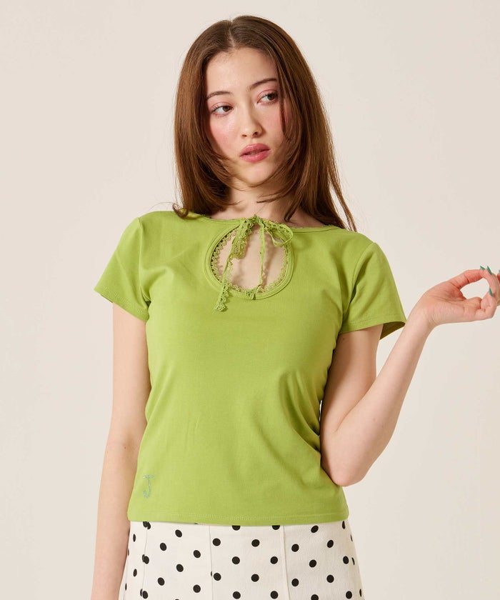 ラインストーン/トップス/前後2WAY コンパクト Tシャツ TINA：JOJUN 