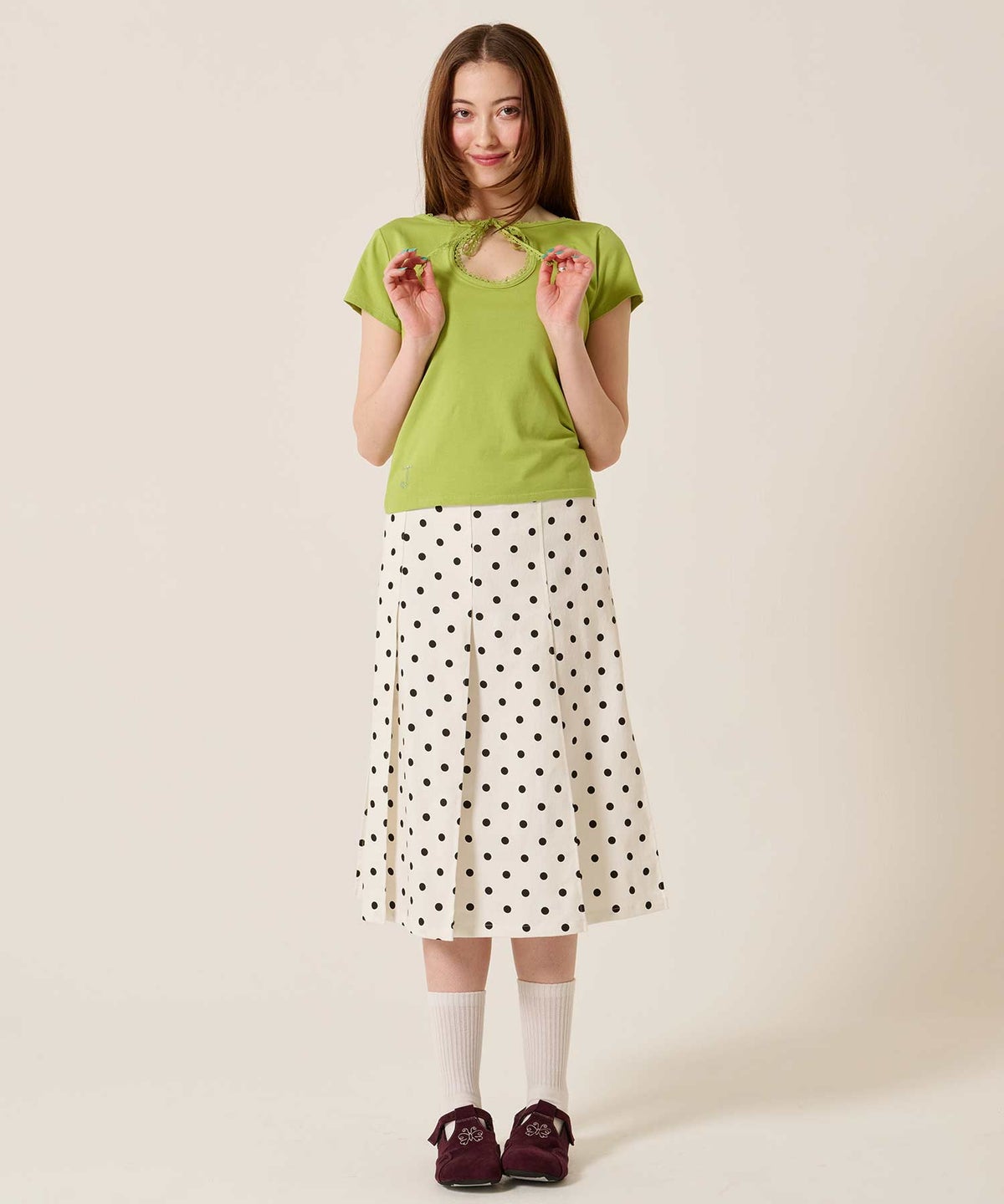 ラインストーン/トップス/前後2WAY コンパクト Tシャツ TINA：JOJUN 