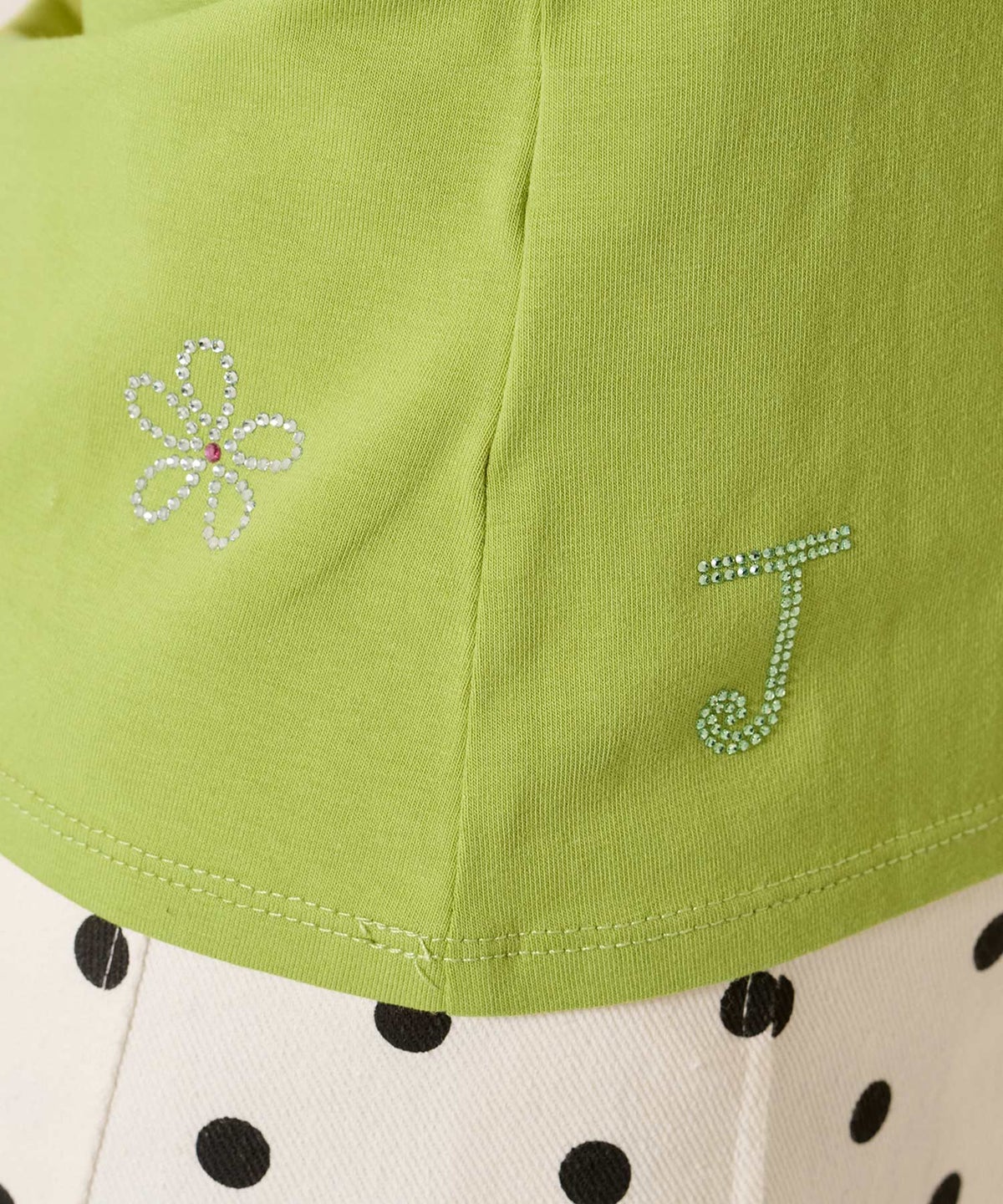 ラインストーン/トップス/前後2WAY コンパクト Tシャツ TINA：JOJUN 