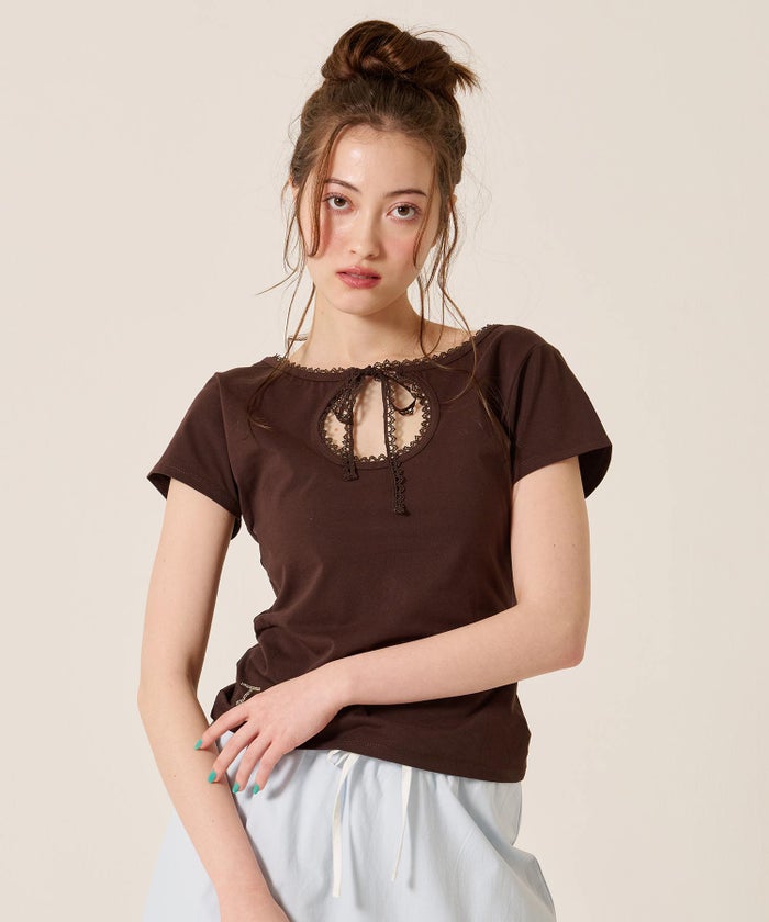 ラインストーン/トップス/前後2WAY コンパクト Tシャツ TINA：JOJUN 