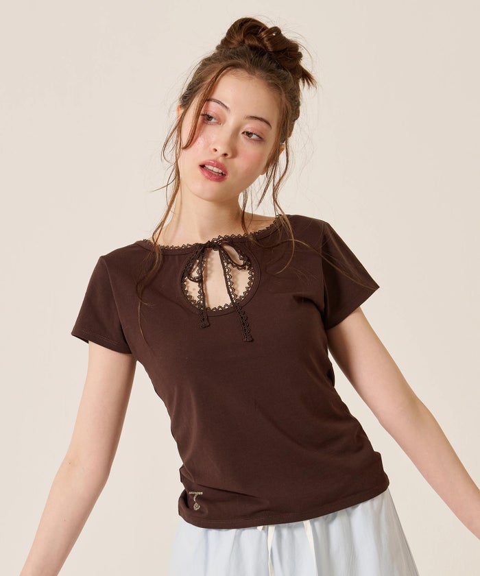 ラインストーン/トップス/前後2WAY コンパクト Tシャツ TINA：JOJUN 