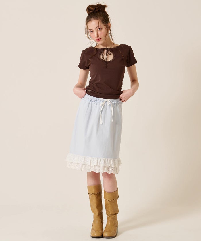 ラインストーン/トップス/前後2WAY コンパクト Tシャツ TINA：JOJUN 