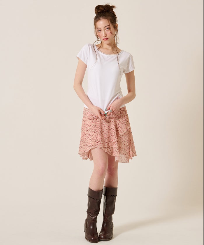 ラインストーン/トップス/前後2WAY コンパクト Tシャツ TINA：JOJUN 