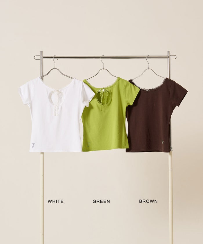 ラインストーン/トップス/前後2WAY コンパクト Tシャツ TINA：JOJUN 