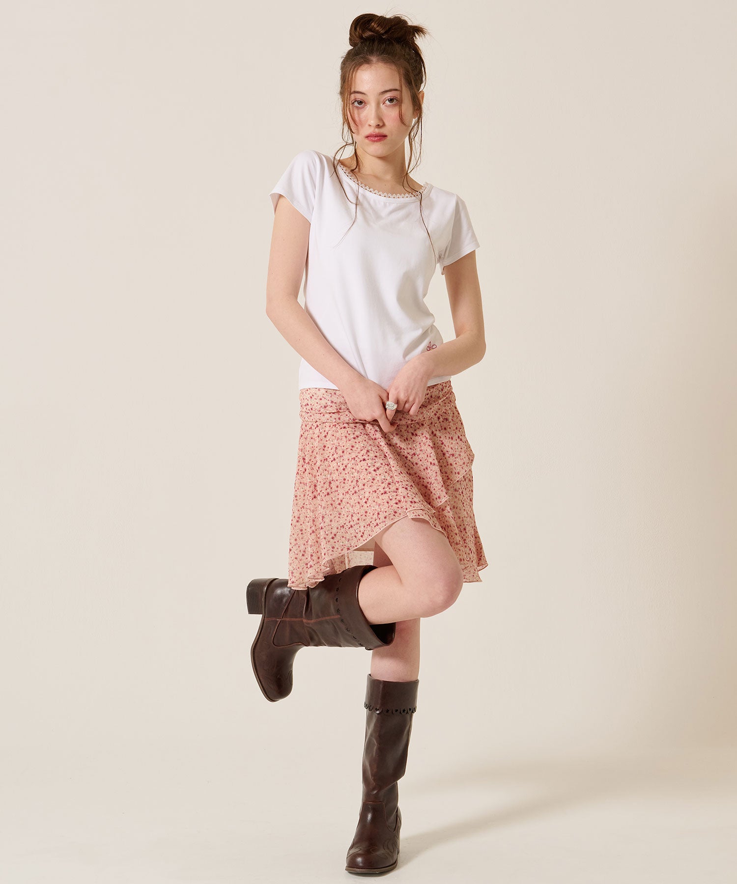 SpecialPrice-SALE ウエストマーク フレア シフォンスカート TINA