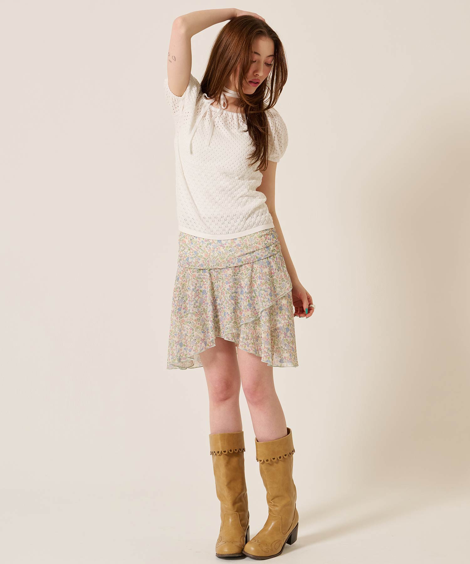 SpecialPrice-SALE ウエストマーク フレア シフォンスカート TINA