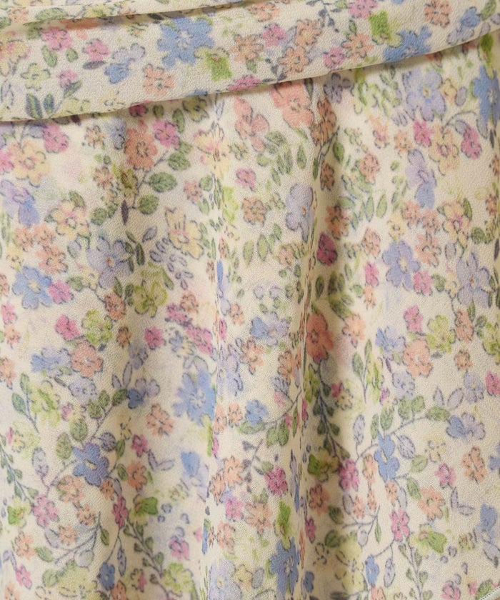 ミニスカート/フリル/花柄/ウエストマーク フレア シフォンスカート TINA：JOJUN