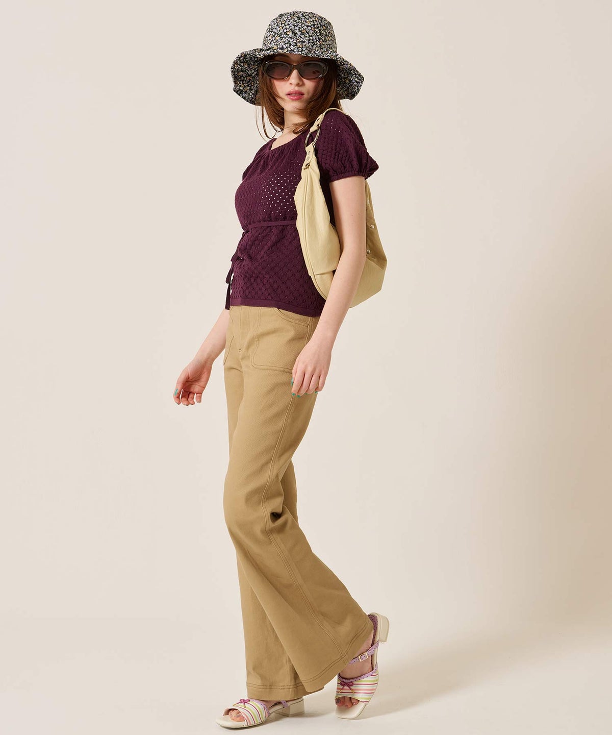 靴/サンダル/リボン/スクエアトゥ デザイン サンダル TINA：JOJUN