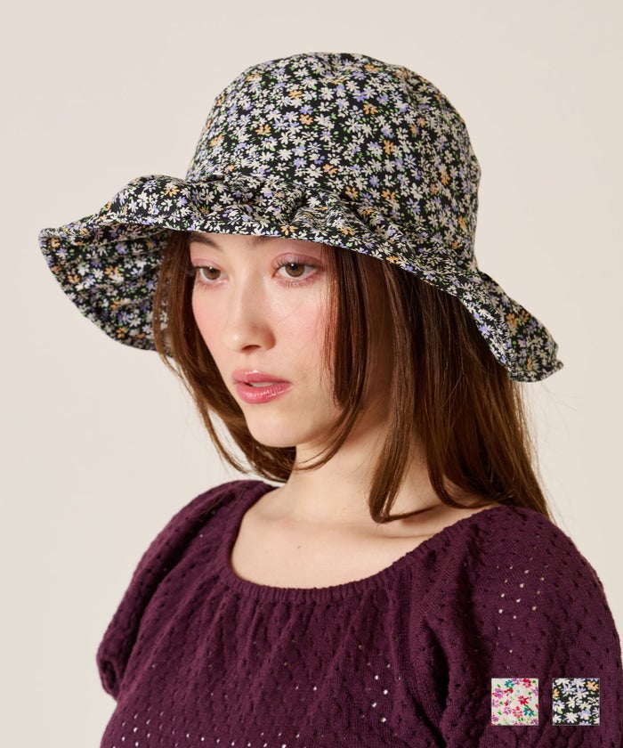 帽子/バケハ/花柄/フラワー プリーツ バケットハット TINA：JOJUN