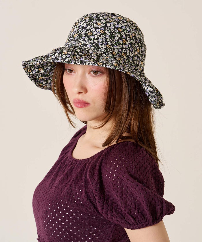 帽子/バケハ/花柄/フラワー プリーツ バケットハット TINA：JOJUN