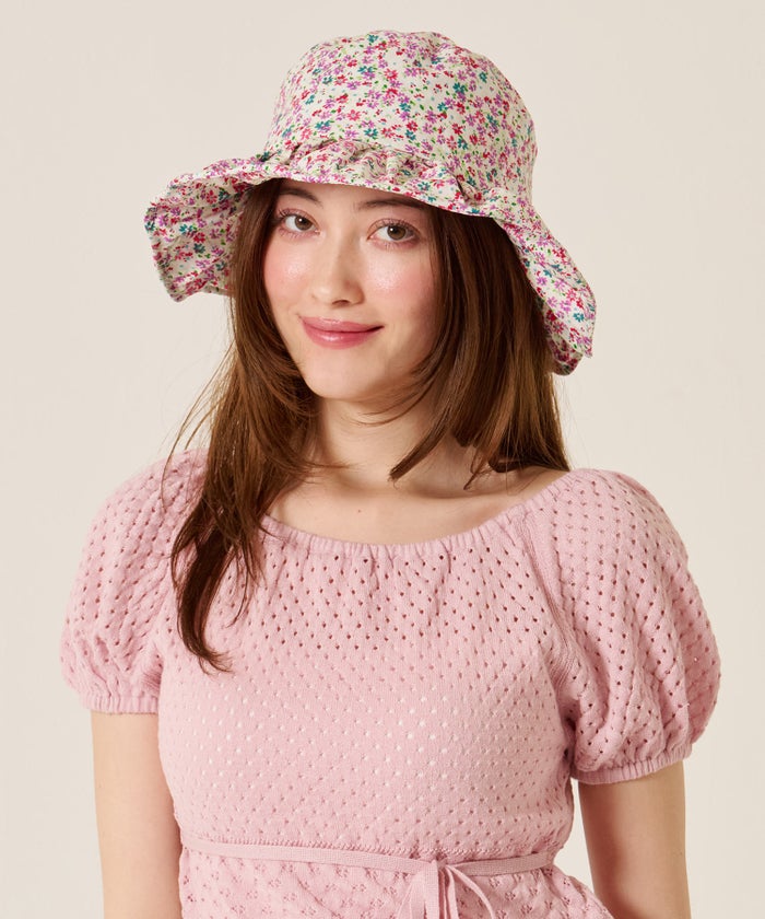 帽子/バケハ/花柄/フラワー プリーツ バケットハット TINA：JOJUN