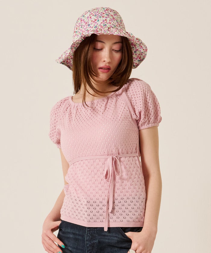 帽子/バケハ/花柄/フラワー プリーツ バケットハット TINA：JOJUN