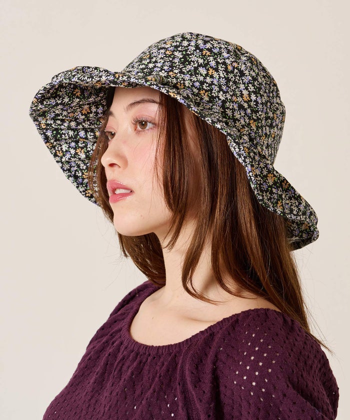 帽子/バケハ/花柄/フラワー プリーツ バケットハット TINA：JOJUN