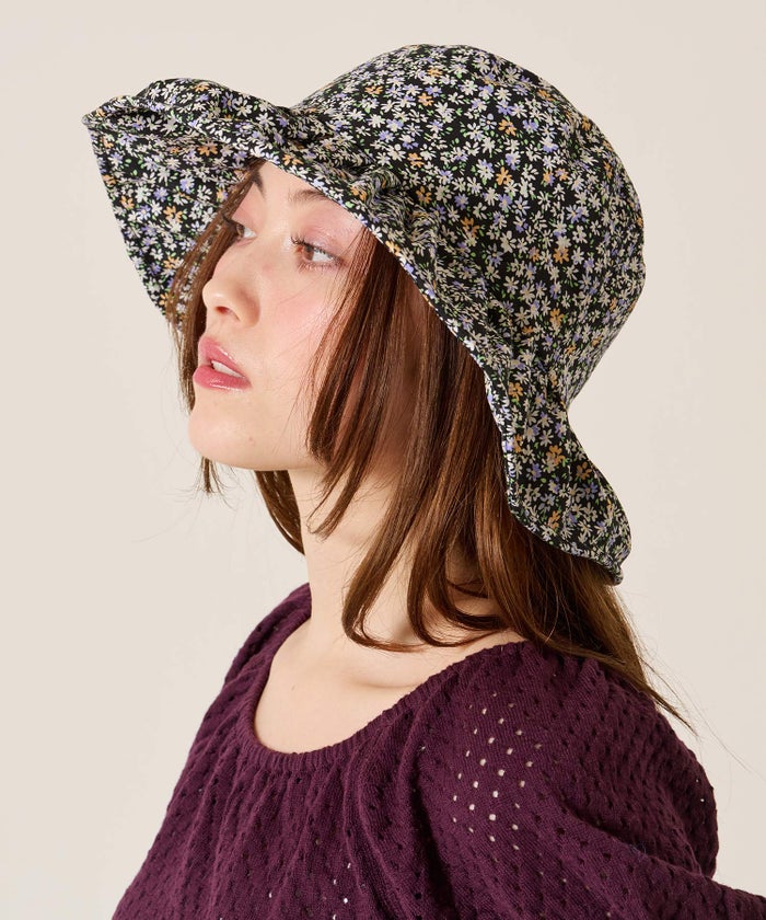 帽子/バケハ/花柄/フラワー プリーツ バケットハット TINA：JOJUN