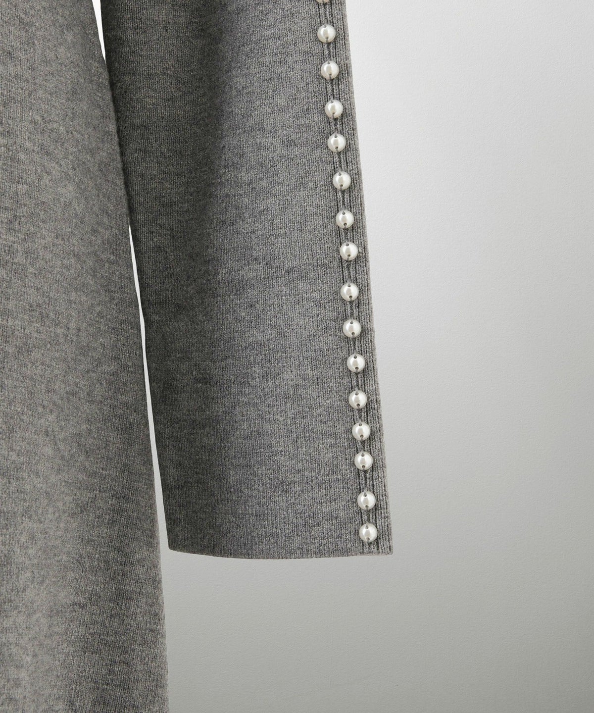 パールトリム Aライン ニット ワンピース レディース 秋 冬 春 ウェーブ オフィス 大人 アイボリー グレー ブラック M