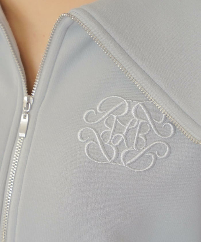 トップス カットソー 裏起毛 スウェット ワンマイル カワイイ ロゴ 上品 エレガント 刺繍 イニシャル ブランドロゴ カジュアル 羽織 襟 リブ 長袖 ピンク サックス ネイビー 秋 冬