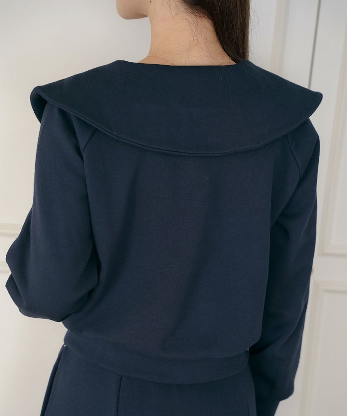 トップス カットソー 裏起毛 スウェット ワンマイル カワイイ ロゴ 上品 エレガント 刺繍 イニシャル ブランドロゴ カジュアル 羽織 襟 リブ 長袖 ピンク サックス ネイビー 秋 冬