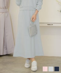 ボトムス セミフレア マーメイドスカート カットソー 裏起毛 スカート ワンマイル カワイイ 上品 エレガント カジュアル リブ ピンク サックス ネイビー 秋 冬 裏起毛 マーメイド ロング スカート le reve vaniller