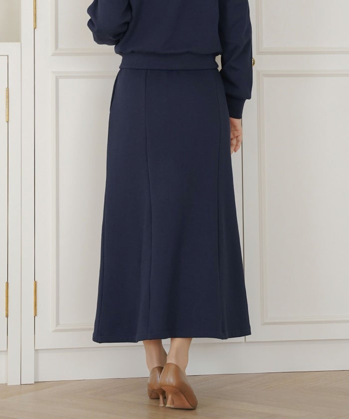 ボトムス セミフレア マーメイドスカート カットソー 裏起毛 スカート ワンマイル カワイイ 上品 エレガント カジュアル リブ ピンク サックス ネイビー 秋 冬