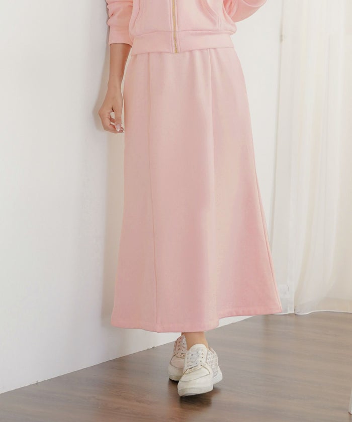 ボトムス セミフレア マーメイドスカート カットソー 裏起毛 スカート ワンマイル カワイイ 上品 エレガント カジュアル リブ ピンク サックス ネイビー 秋 冬