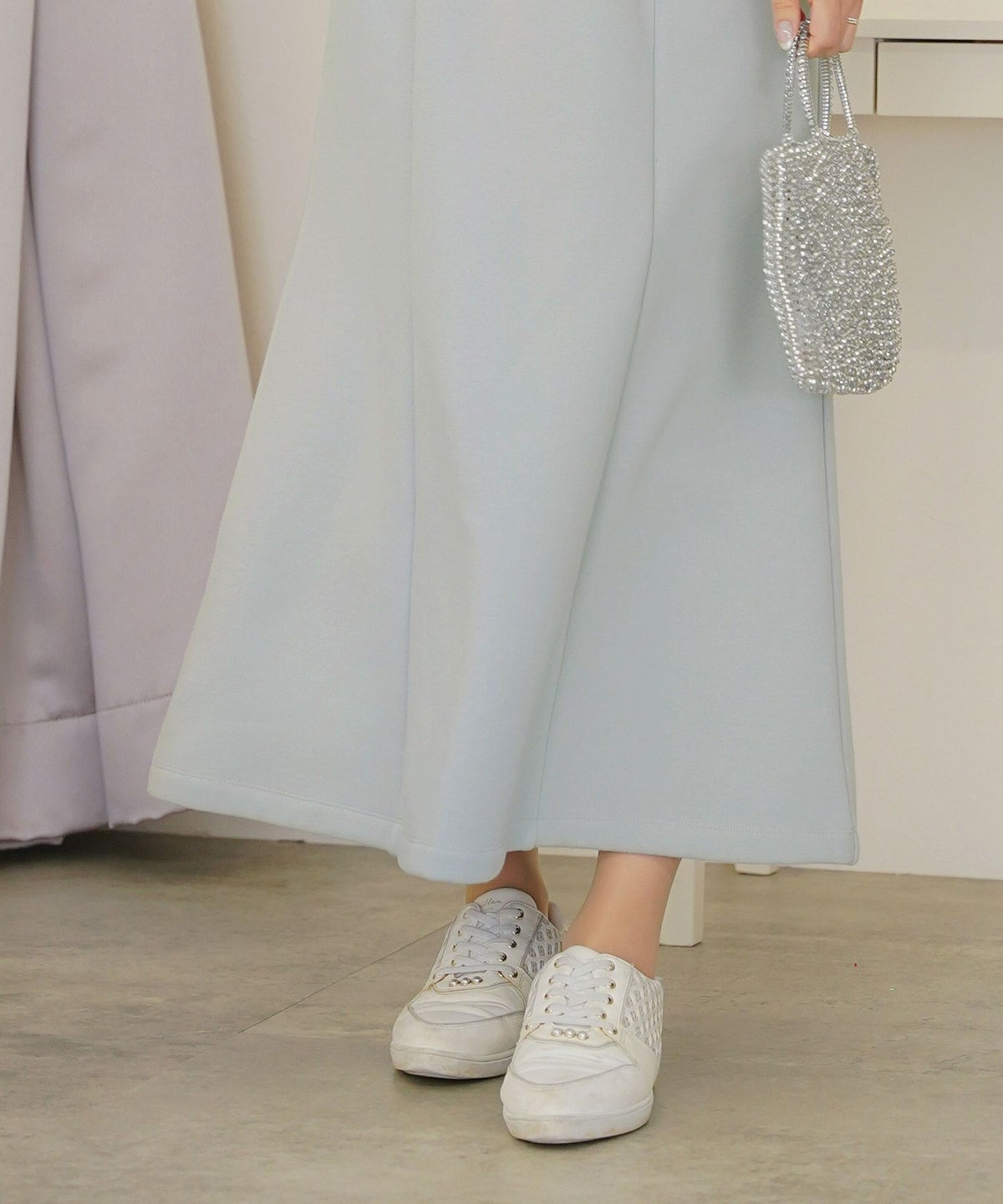 ボトムス セミフレア マーメイドスカート カットソー 裏起毛 スカート ワンマイル カワイイ 上品 エレガント カジュアル リブ ピンク サックス ネイビー 秋 冬