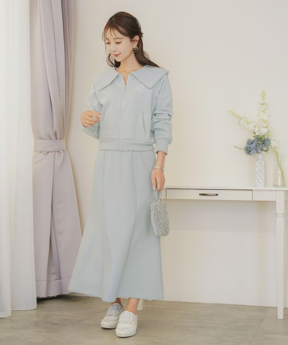 ボトムス セミフレア マーメイドスカート カットソー 裏起毛 スカート ワンマイル カワイイ 上品 エレガント カジュアル リブ ピンク サックス ネイビー 秋 冬