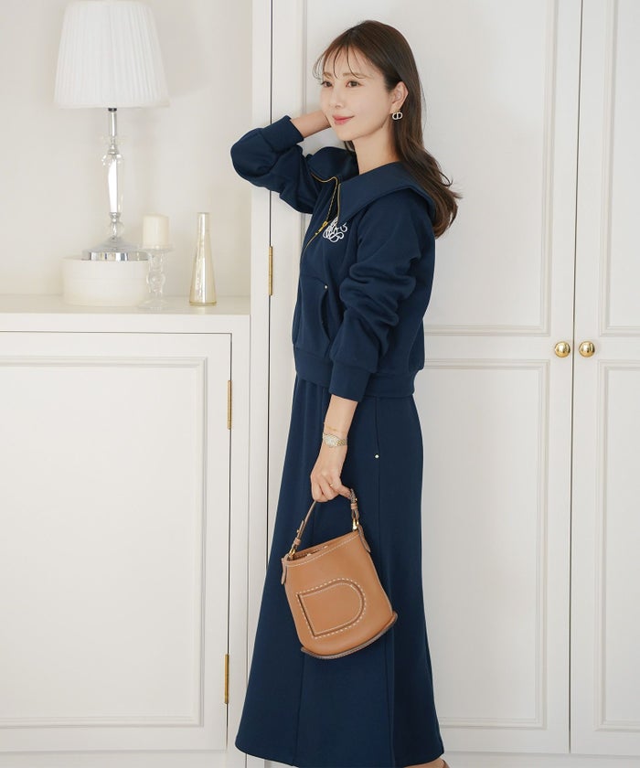 ボトムス セミフレア マーメイドスカート カットソー 裏起毛 スカート ワンマイル カワイイ 上品 エレガント カジュアル リブ ピンク サックス ネイビー 秋 冬