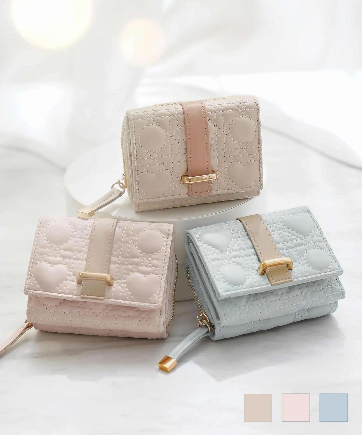 TIME-SALE オリジナル ハートキルティング ミニ 財布 le reve vaniller