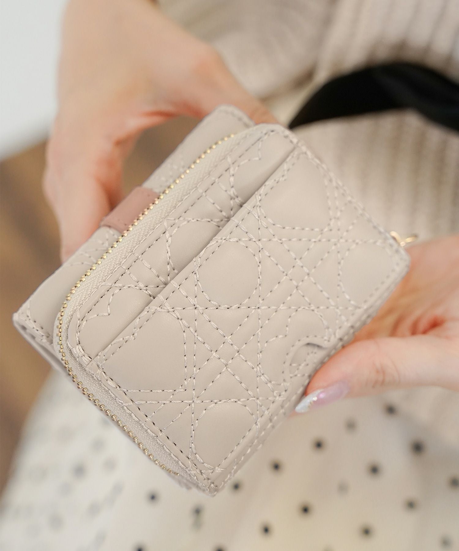 TIME-SALE オリジナル ハートキルティング ミニ 財布 le reve vaniller