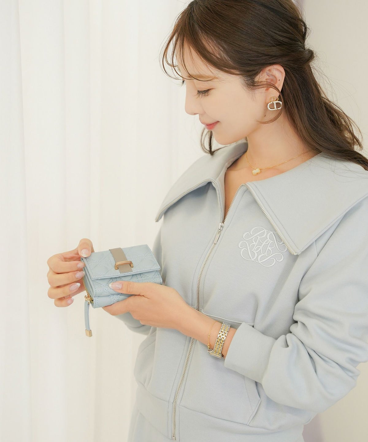 小物 グッズ 財布 ウォレット ピンク グレージュ サックス ブルーグレー ハート キルティング 可愛い 上品 フェミニン プレゼント お札入れ 小銭入れ カードポケット