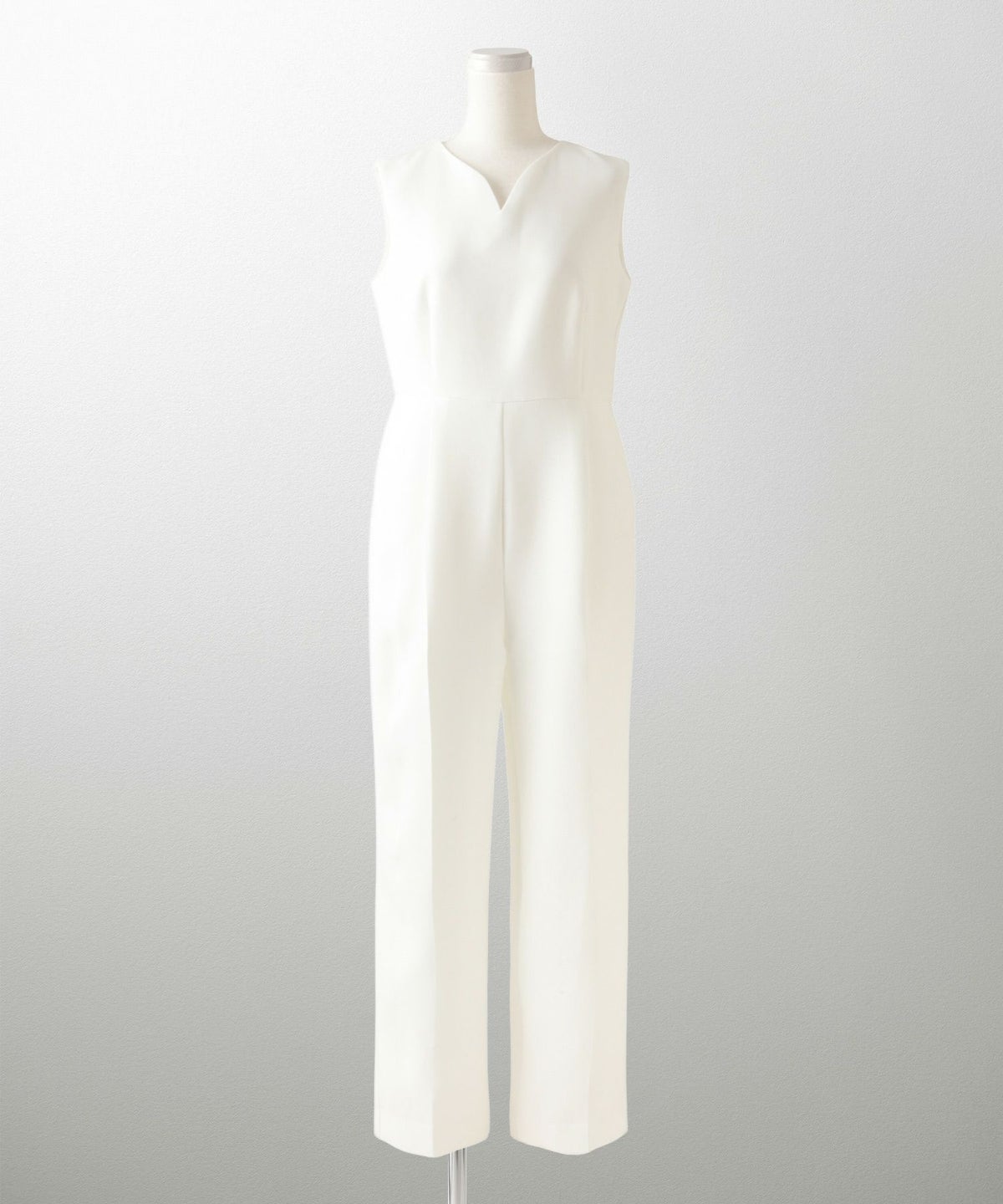 オケージョン対応 キーネックデザイン オールインワン 服 レディース おすすめ きれいめ おしゃれ ノースリーブ 手洗い ホワイト ブラック S M