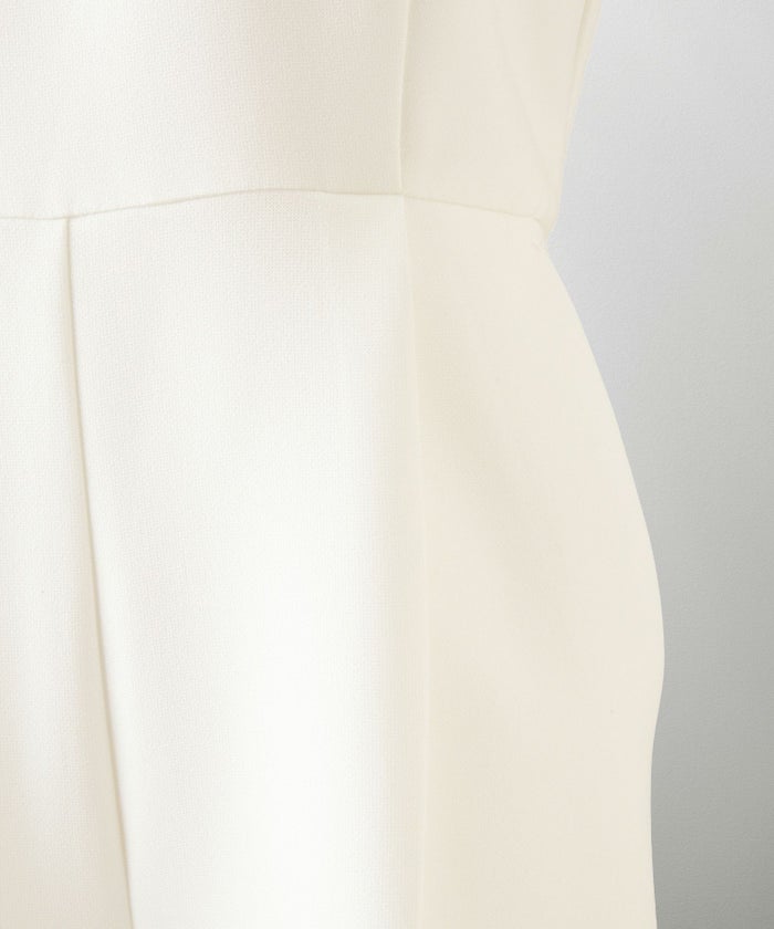 オケージョン対応 キーネックデザイン オールインワン 服 レディース おすすめ きれいめ おしゃれ ノースリーブ 手洗い ホワイト ブラック S M