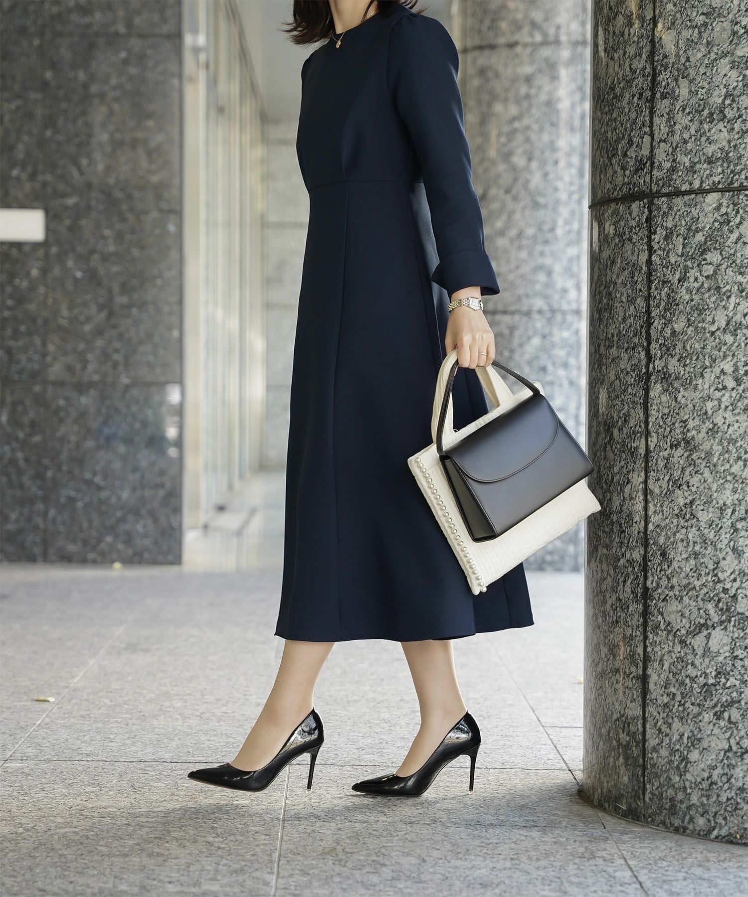 オケージョン対応 レース襟付き ワンピース HUIT 全3色｜hit341-0338