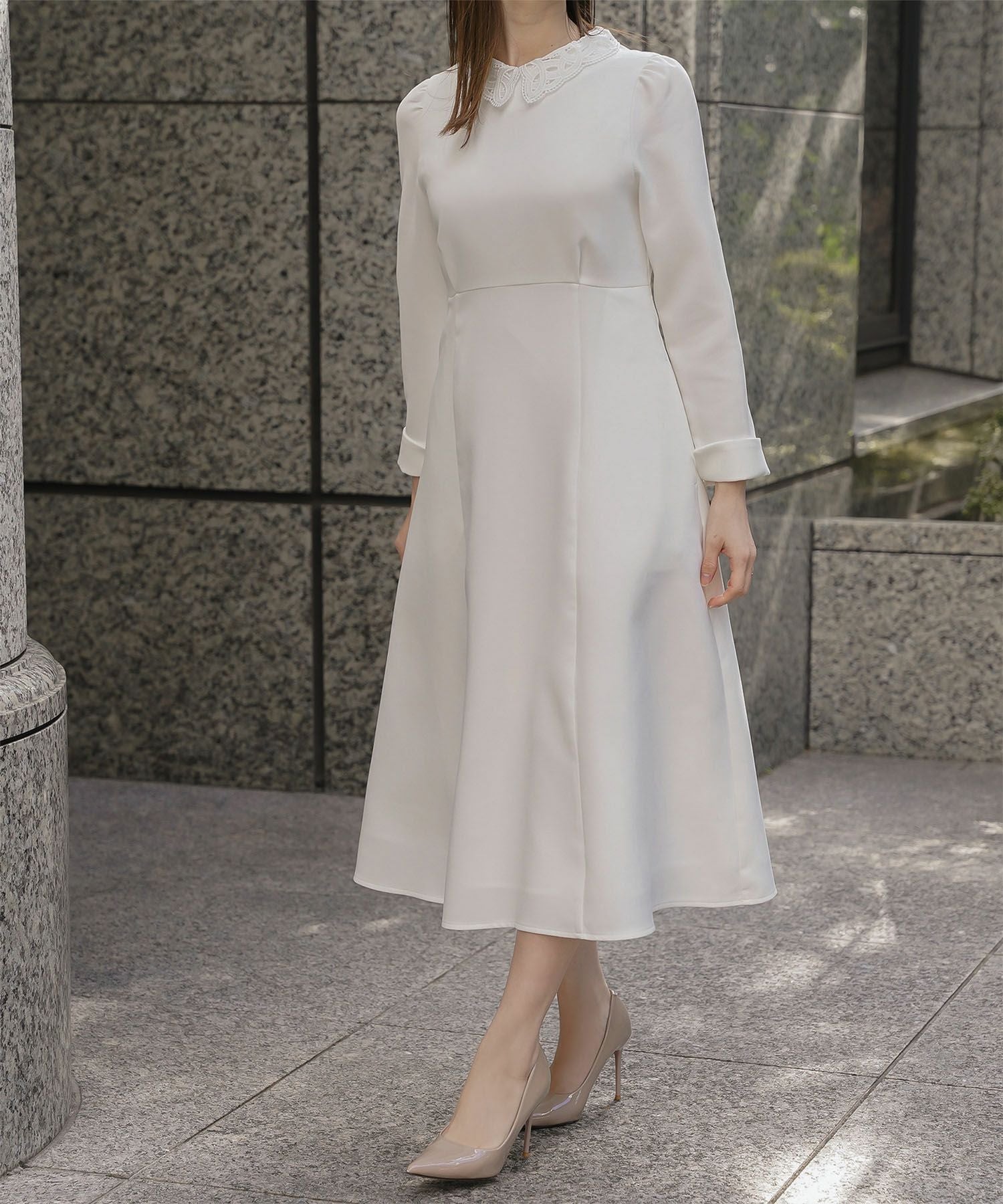 オケージョン対応 レース襟付き ワンピース HUIT