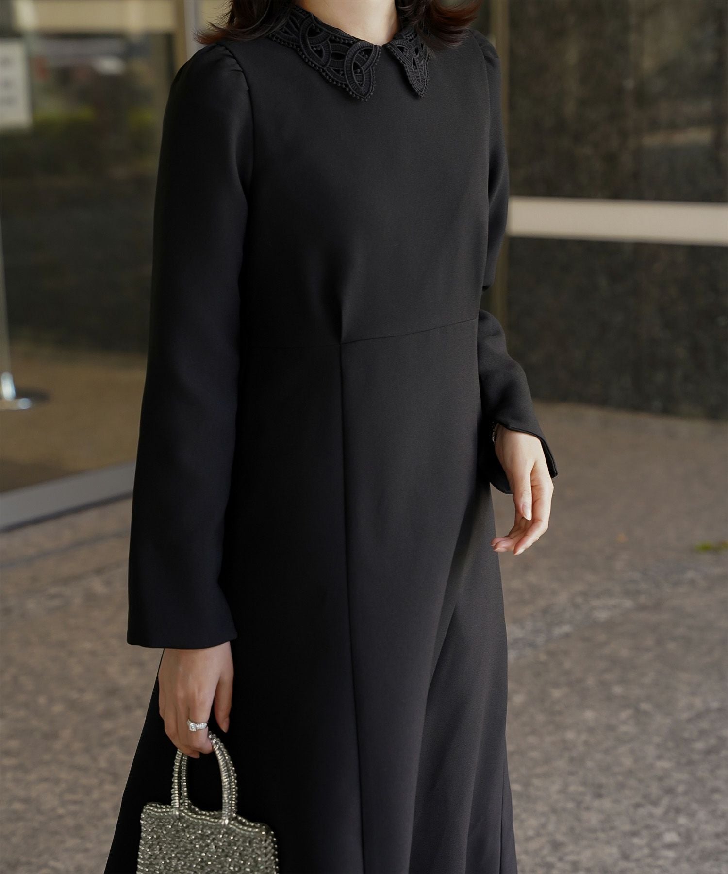 オケージョン対応 レース襟付き ワンピース HUIT 全3色｜hit341-0338