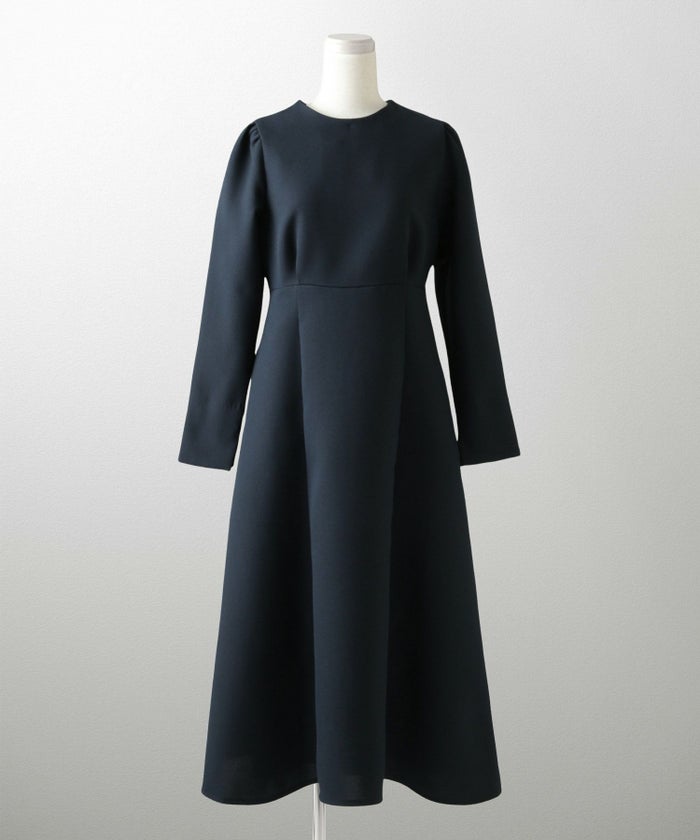 オケージョン対応 レース襟付き ワンピース 礼服 襟付き エレガント かわいい きれいめ 黒 長袖 S M ホワイト ネイビー ブラック