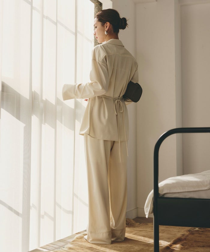 ルームウェア セットアップ パジャマ パンツスタイル ラウンジウェア バックオープンモテワンピ お家デート デートコーデ ディナー クリスマス ネグリジェ あざと可愛い 羽織 韓国風 綺麗め 細見え カジュアル KINO THE KEI