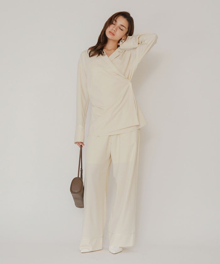 ルームウェア セットアップ パジャマ パンツスタイル ラウンジウェア バックオープンモテワンピ お家デート デートコーデ ディナー クリスマス ネグリジェ あざと可愛い 羽織 韓国風 綺麗め 細見え カジュアル KINO THE KEI