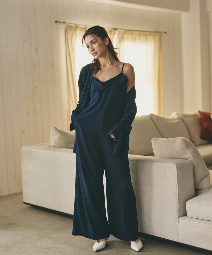 ルームウェア セットアップ キャミソール ワンピース パンツスタイル ラウンジウェア バックオープンモテワンピ お家デート デートコーデ ディナー クリスマス あざと可愛い 羽織 韓国風 綺麗め 細見え カジュアル KINO THE KEI