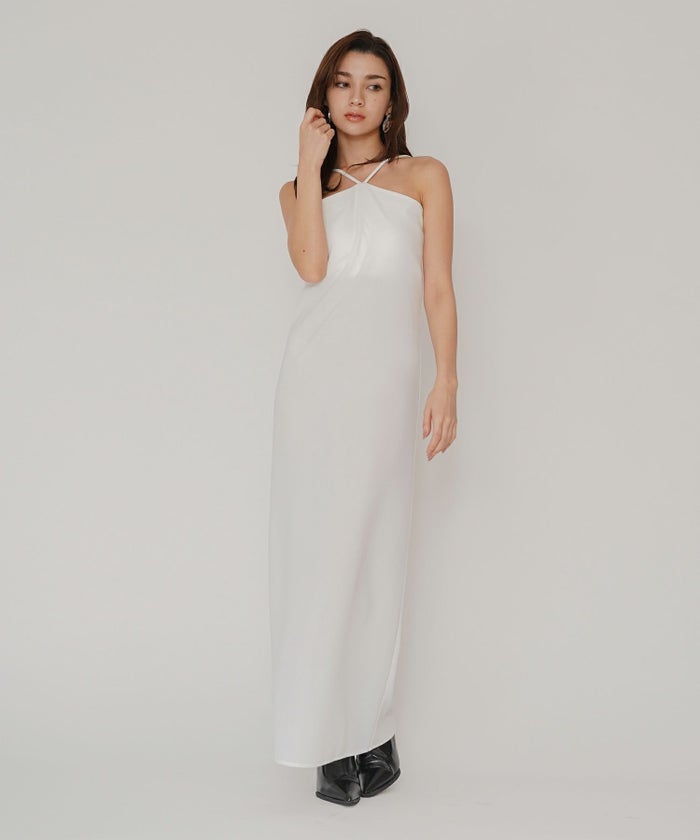 タイトワンピ アメスリ ホルターネック ルームウェア ラウンジウェア バックオープンモテワンピ お家デート デートコーデ ディナー クリスマス 美シルエット ドレス カットソー あざと可愛い 羽織 韓国風 綺麗め 細見え カジュアル KINO THE KEI