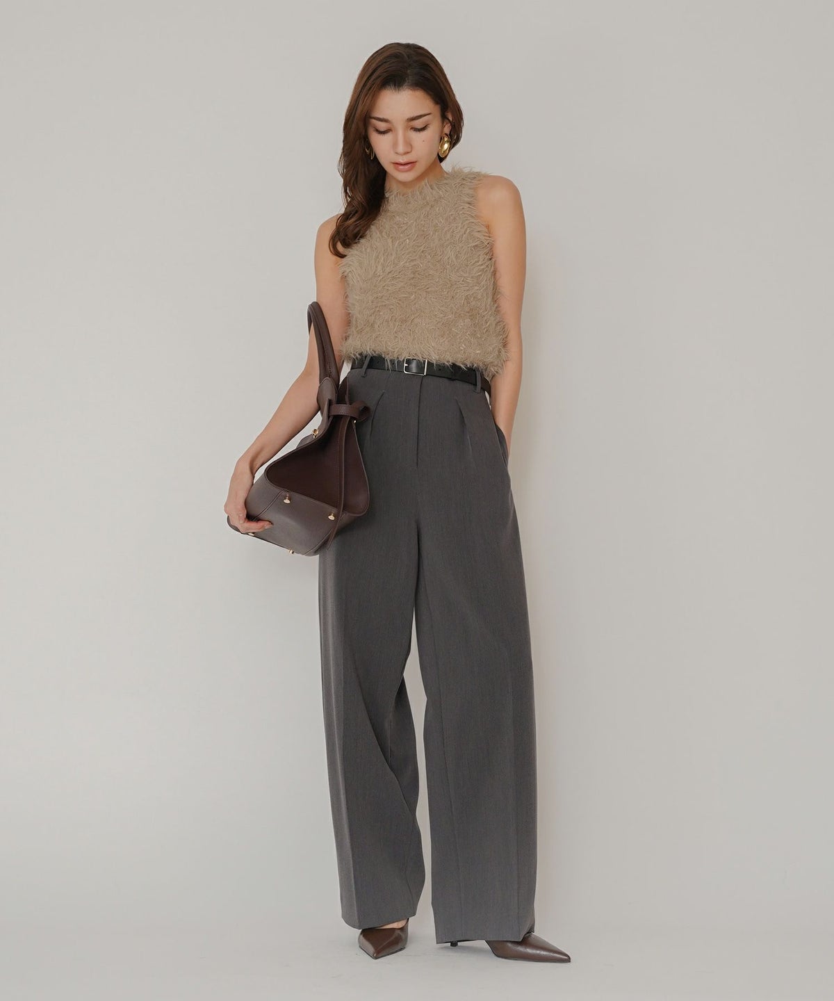 ファー 短丈ニット パーティ アメスリ モテニット デートコーデ ディナー クリスマス あざと可愛い タイトトップス 肌見せ 韓国風 綺麗め 細見え カジュアル KINO THE KEI