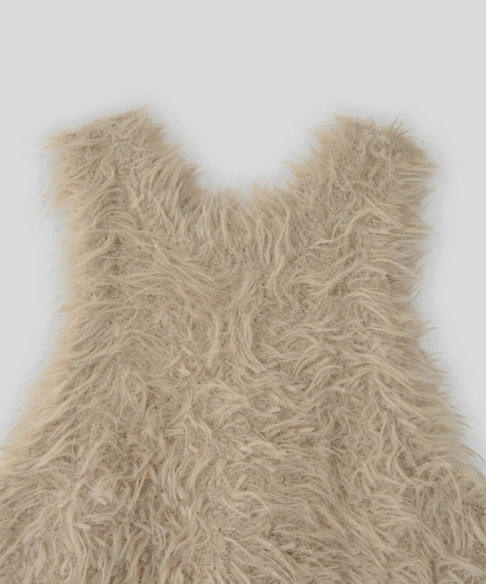 ファー 短丈ニット パーティ アメスリ モテニット デートコーデ ディナー クリスマス あざと可愛い タイトトップス 肌見せ 韓国風 綺麗め 細見え カジュアル KINO THE KEI