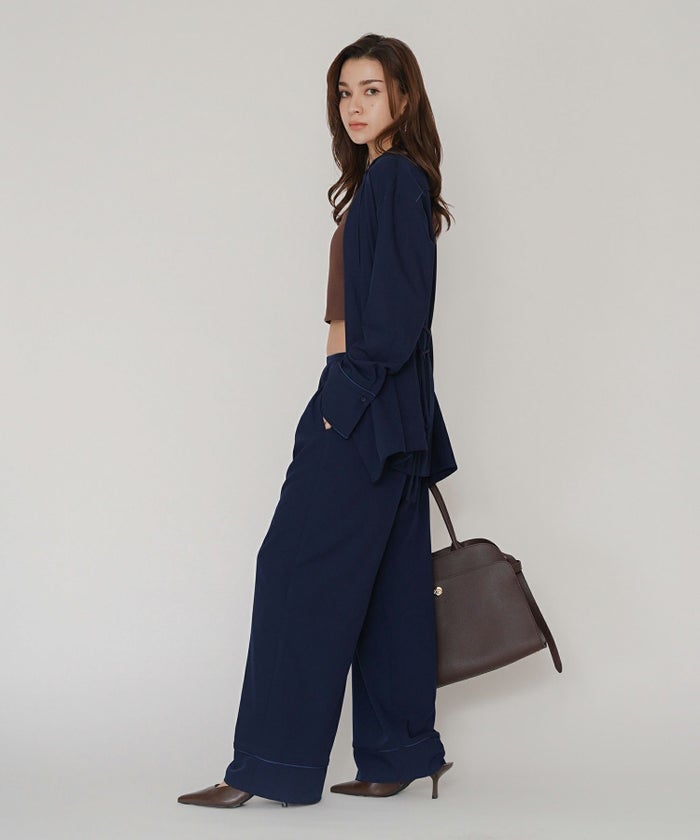 ルームウェア セットアップ パジャマ パンツスタイル ラウンジウェア バックオープンモテワンピ お家デート デートコーデ ディナー クリスマス あざと可愛い 大人パジャマ 楽 ワイドパンツ 韓国風 綺麗め 細見え カジュアル KINO THE KEI