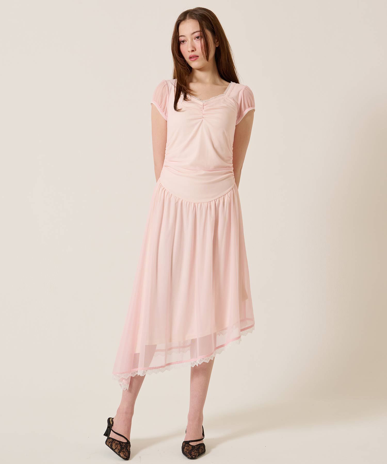 SUMMER SALE アシンメトリー ワンピース TINA：JOJUN 全2色｜tnj321